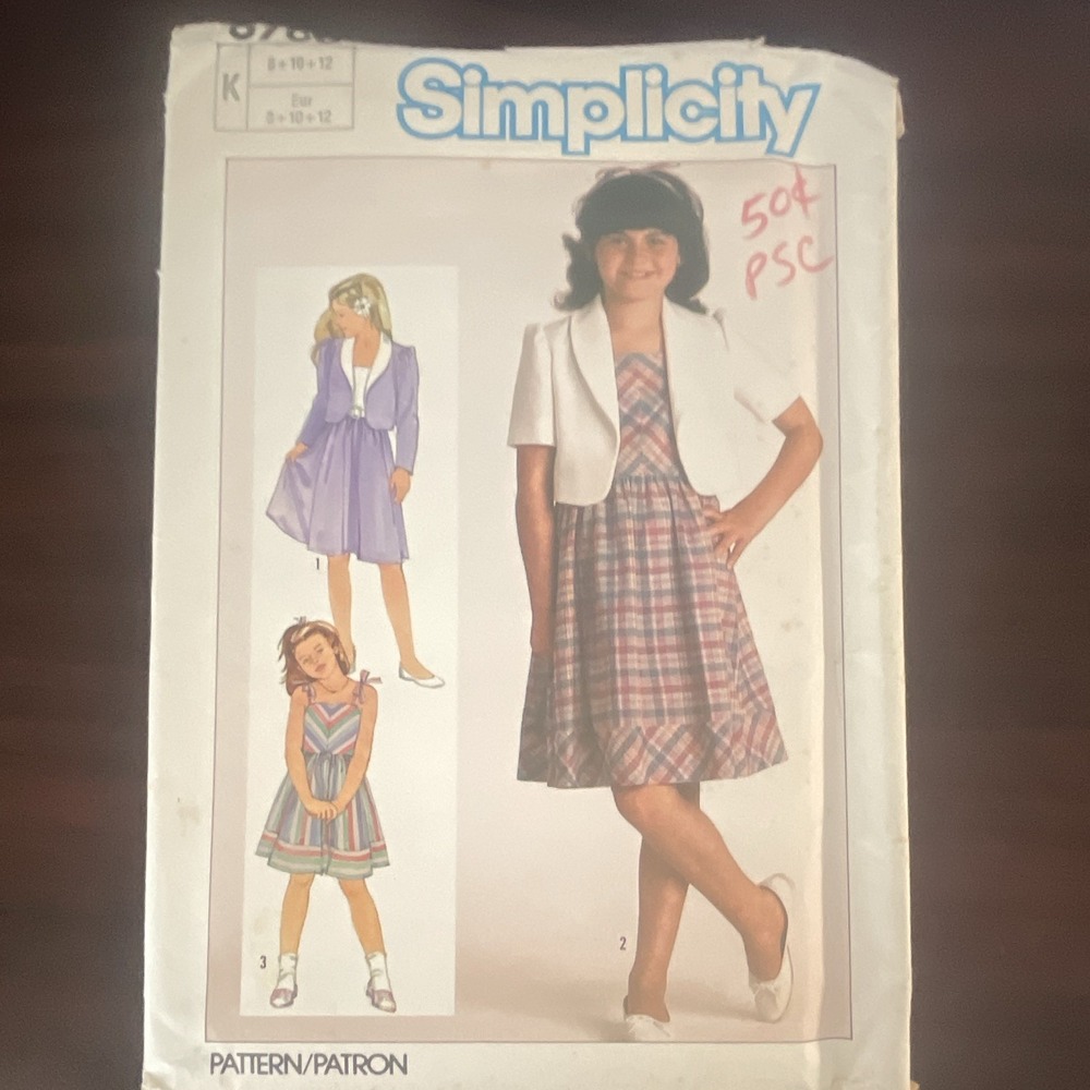 Simplicity 6768 Girls Dress Sewing Pattern Unlined Jacket 11 Pieces Sizes 7-14